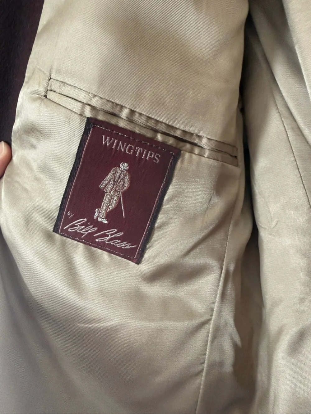 Wingtips Bill Blass 100% Cashmere Suit Coat Blazer Chocolate Brown Quiet Luxury